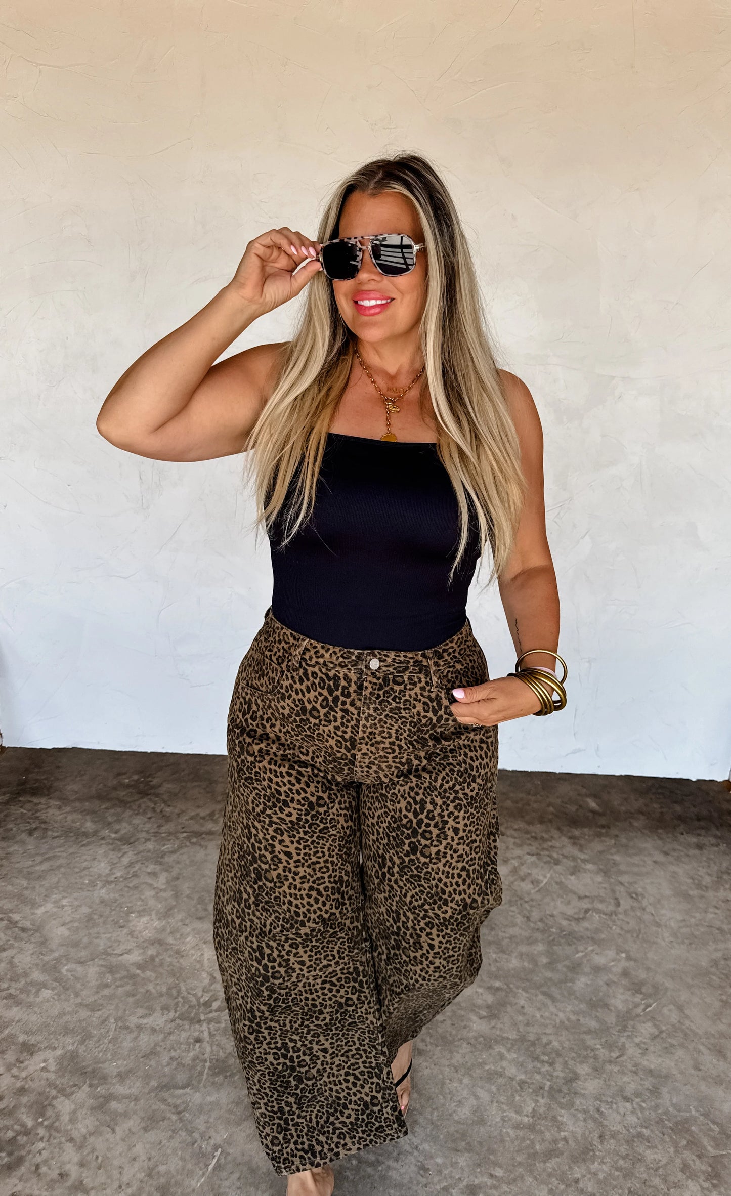 Bex Cheetah Barrel Jeans
