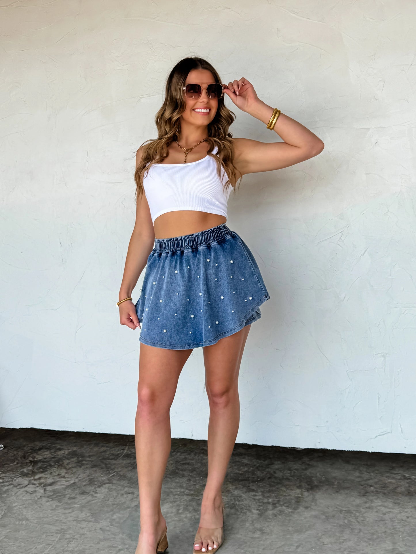 Denim & Pearls Skort