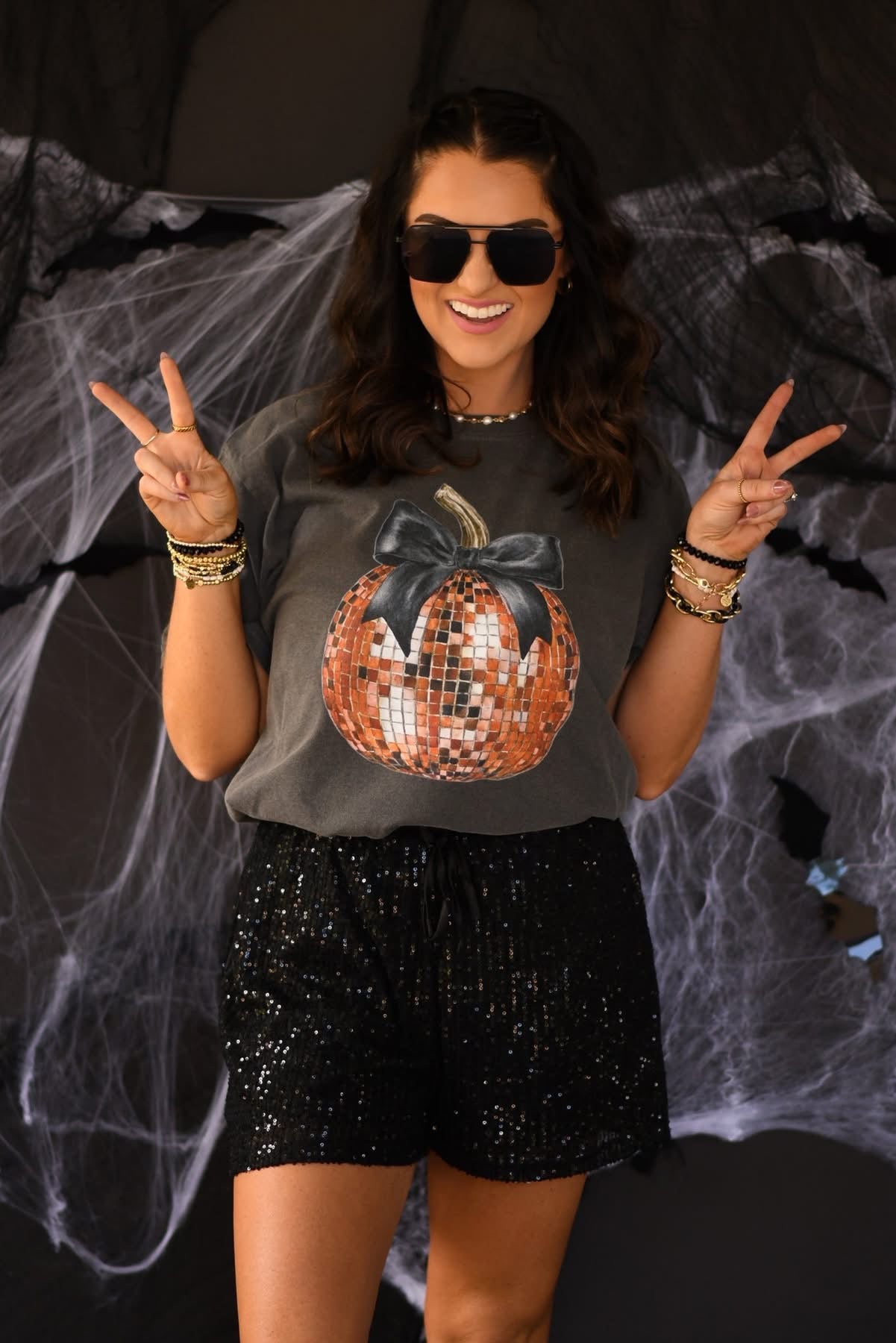 Disco Pumpkin Bow Tee