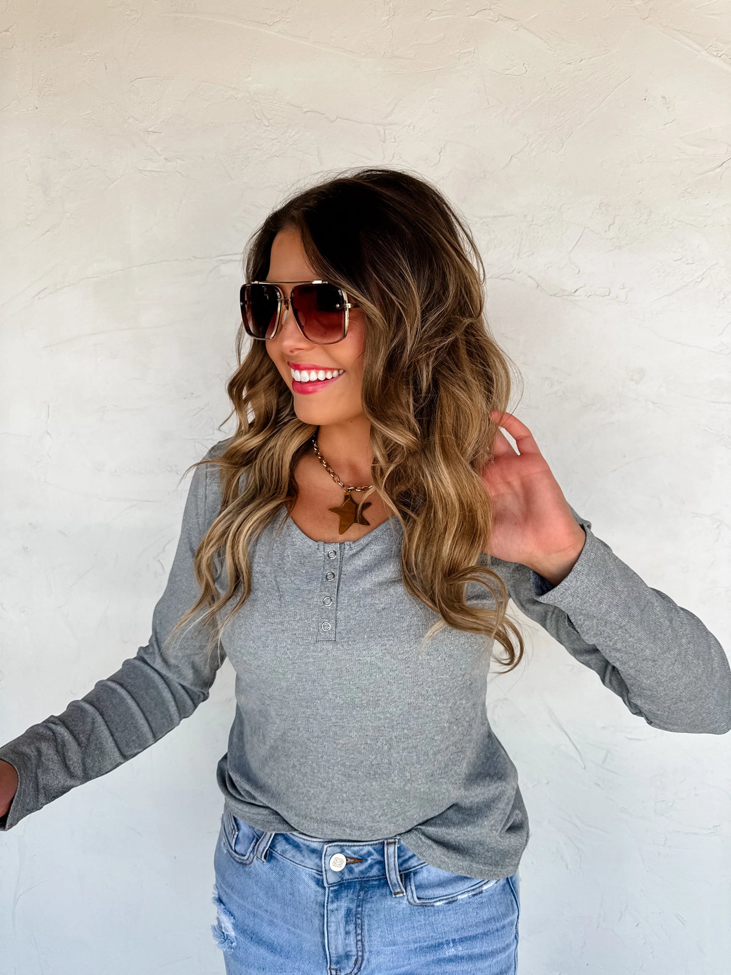 Fall Brooklyn Snap Henley Top