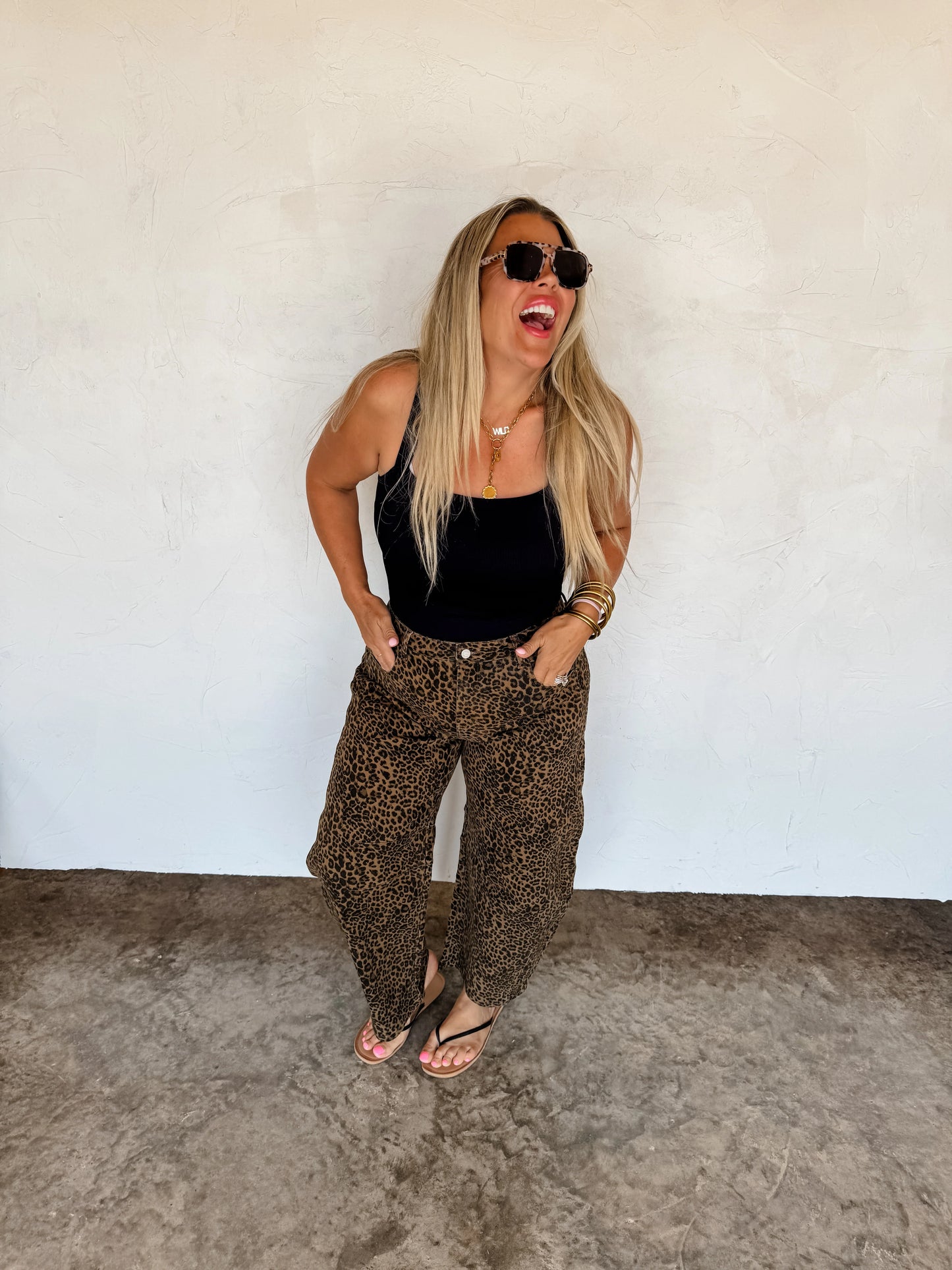 Bex Cheetah Barrel Jeans