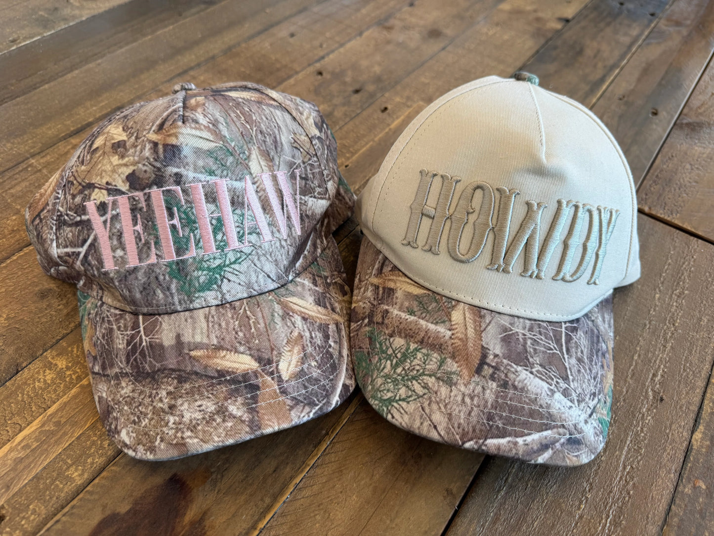 Yeehaw & Howdy Camo Hats
