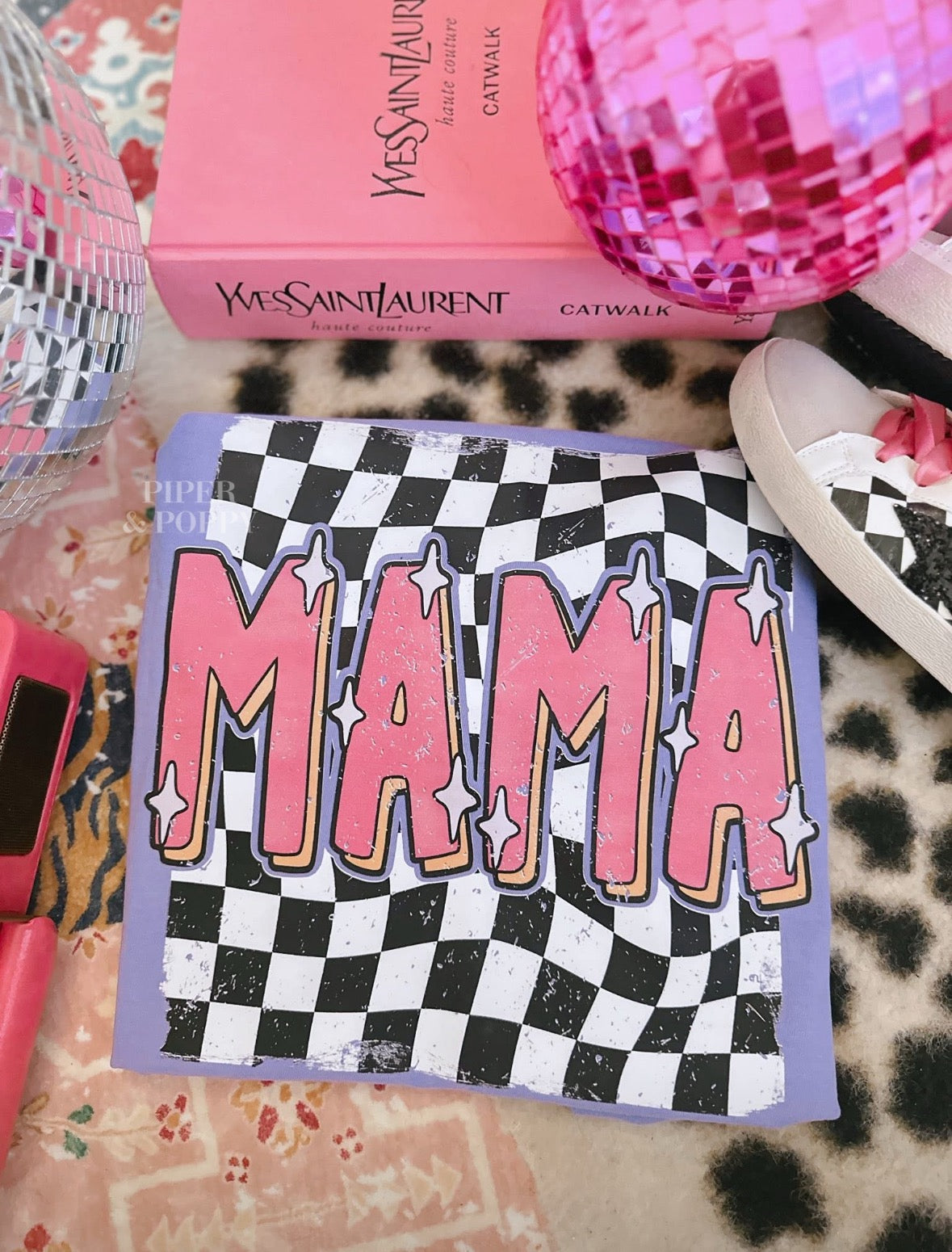 Retro Mama Checkered Tee