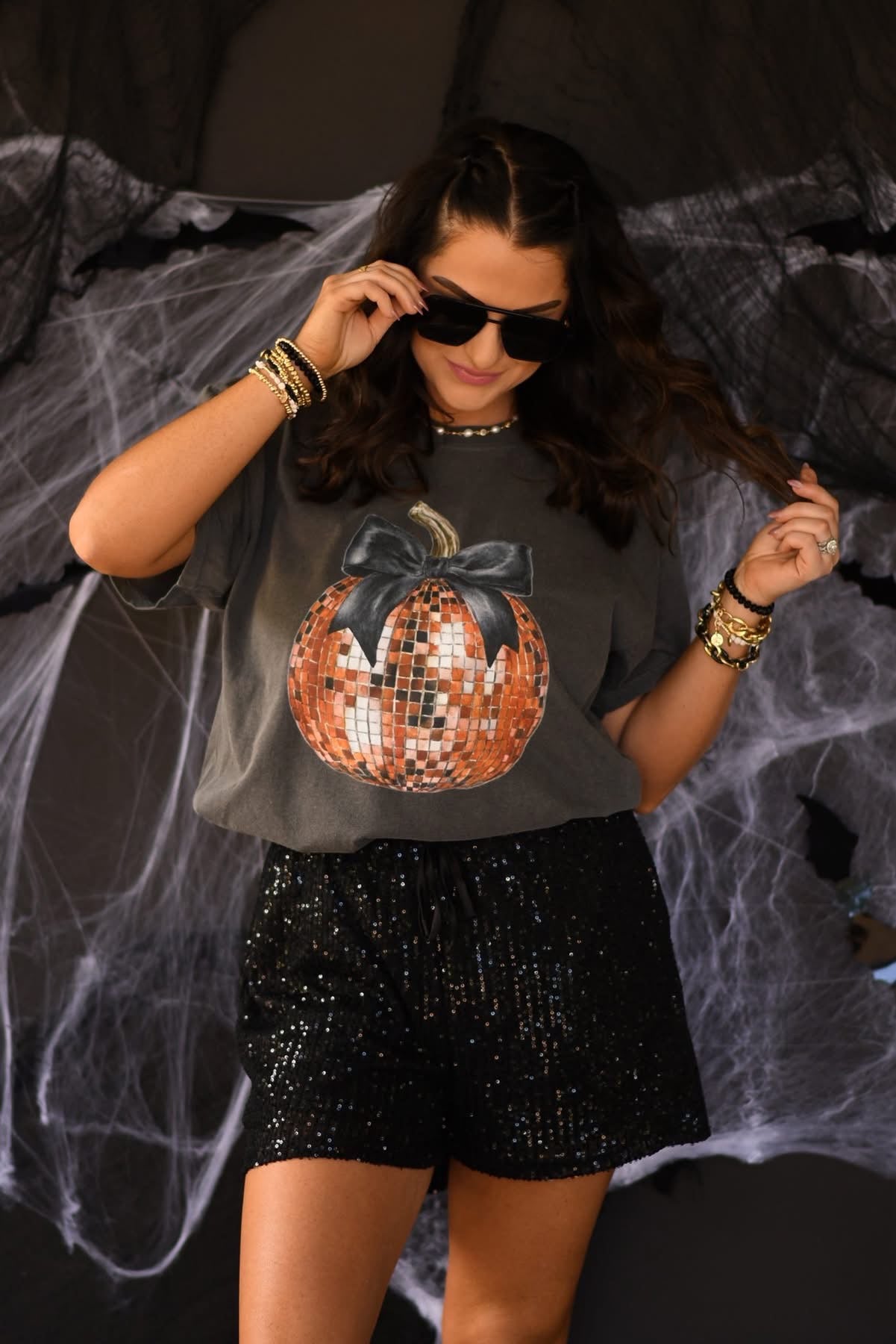 Disco Pumpkin Bow Tee