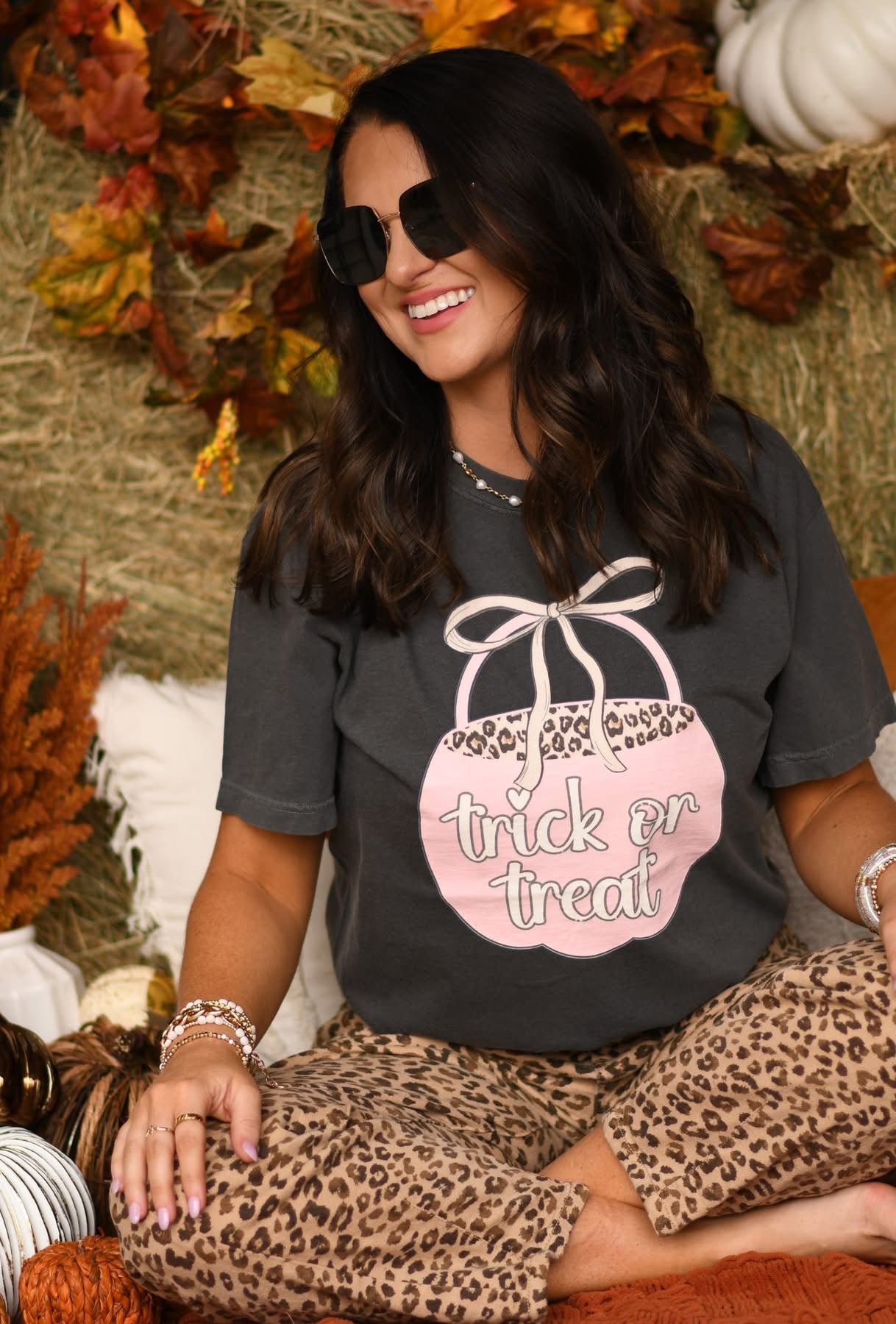 Trick Or Treat Leopard Bucket Tee