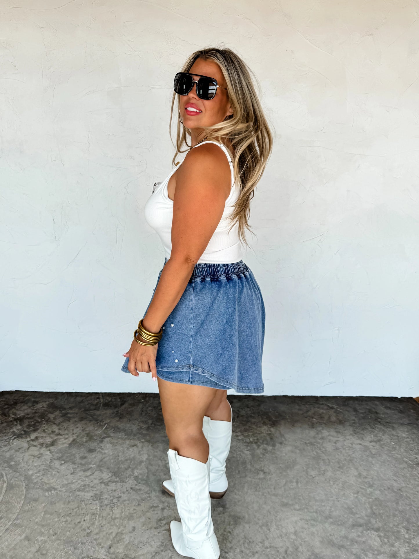 Denim & Pearls Skort