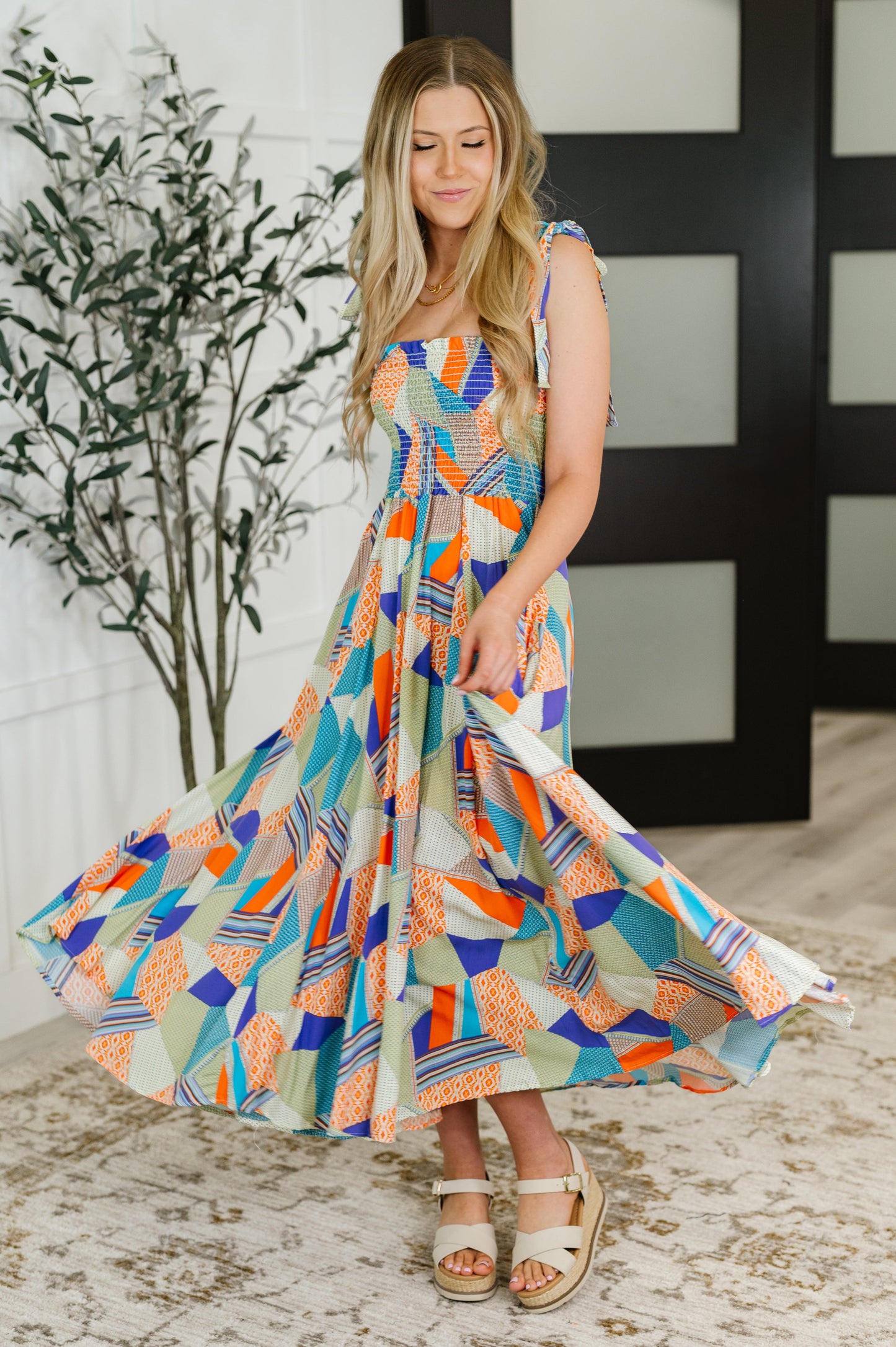 Paint Me Pretty Square Neck Dress