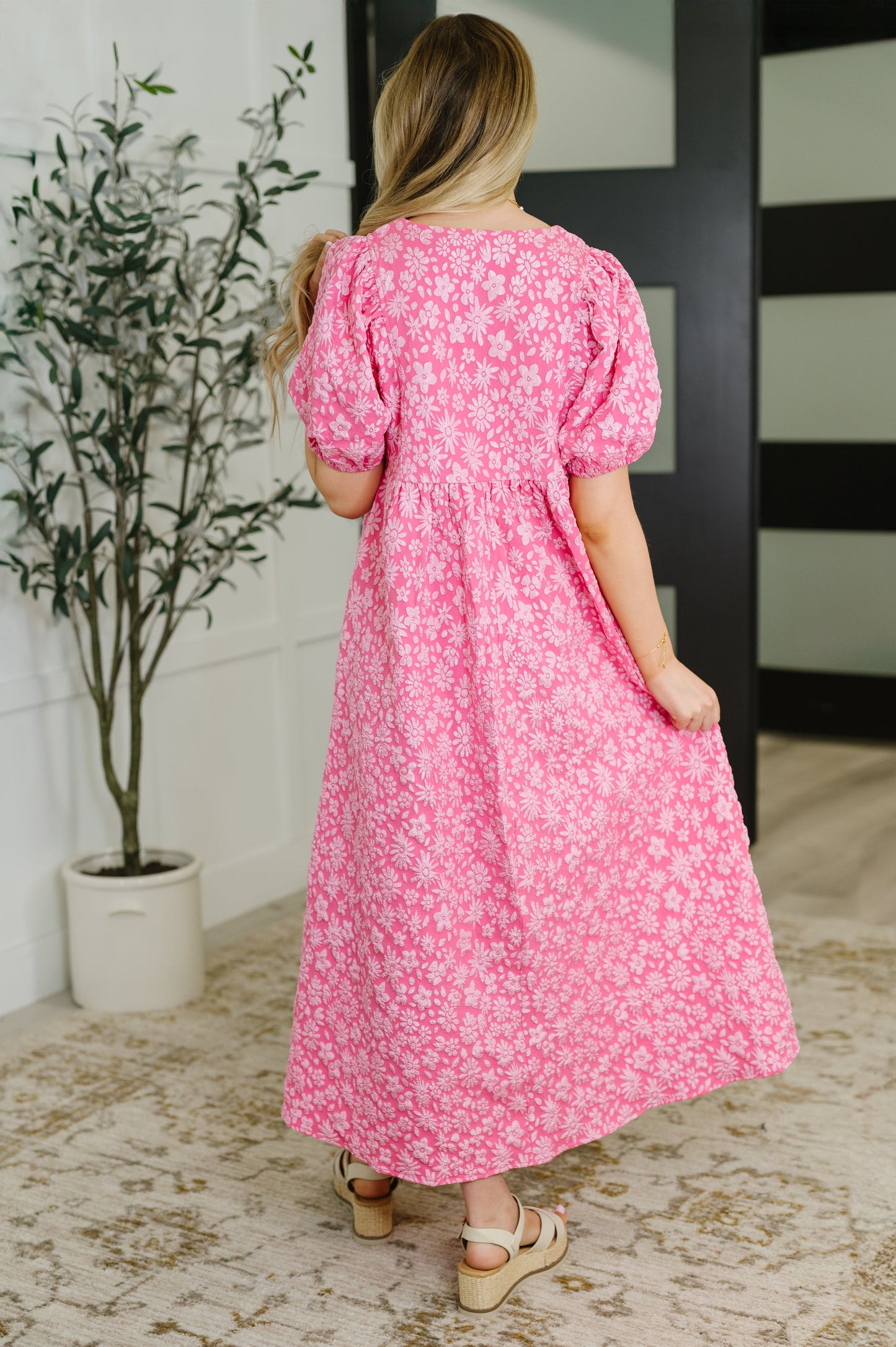 Softly Spoken Textured V-Neck Dress