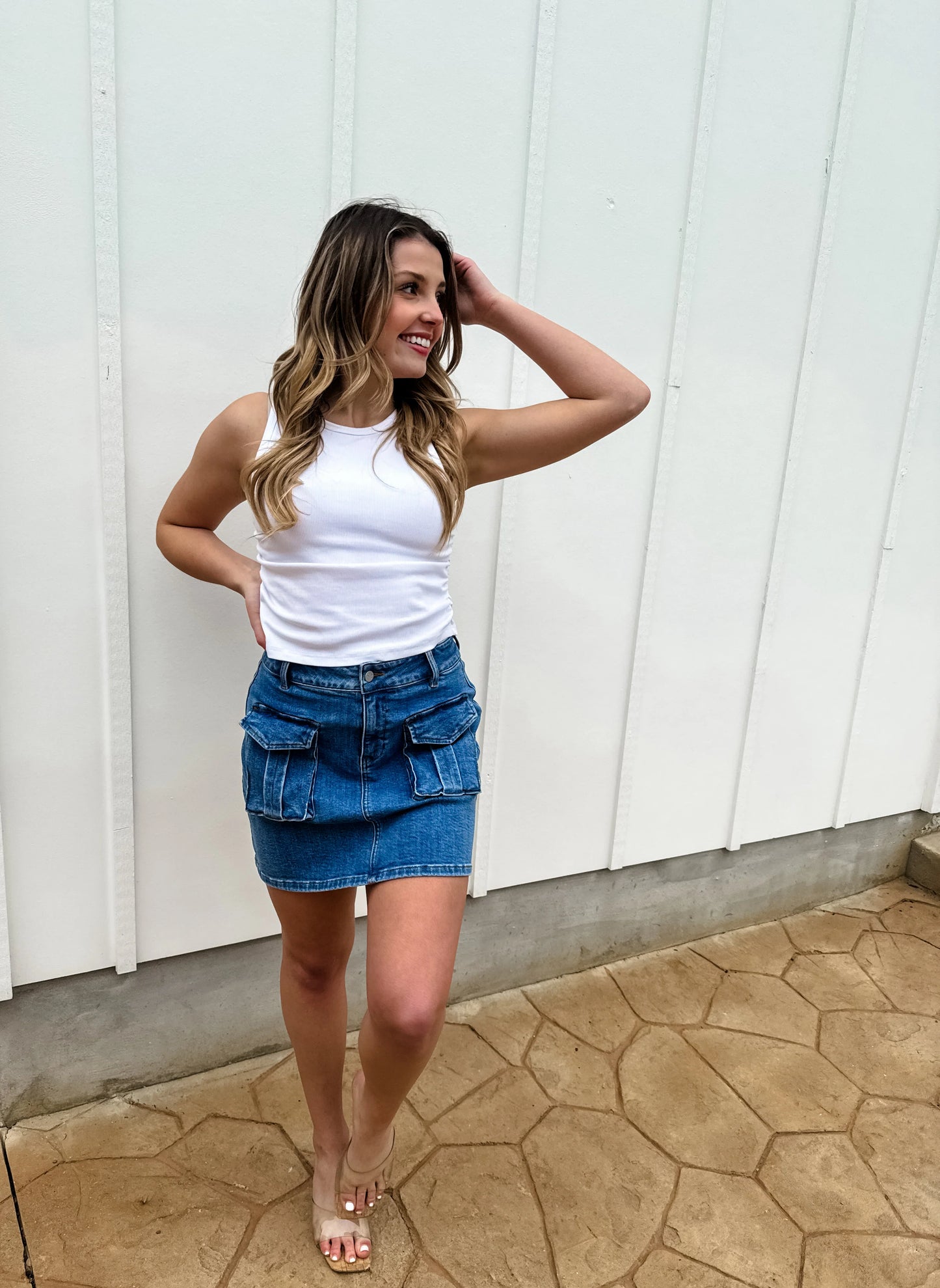 Denim Carly Cargo Skirt