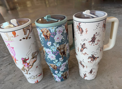 Floral & Western Stainless Steel Tumbler