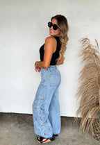 Floral Charm Wide Leg Jeans