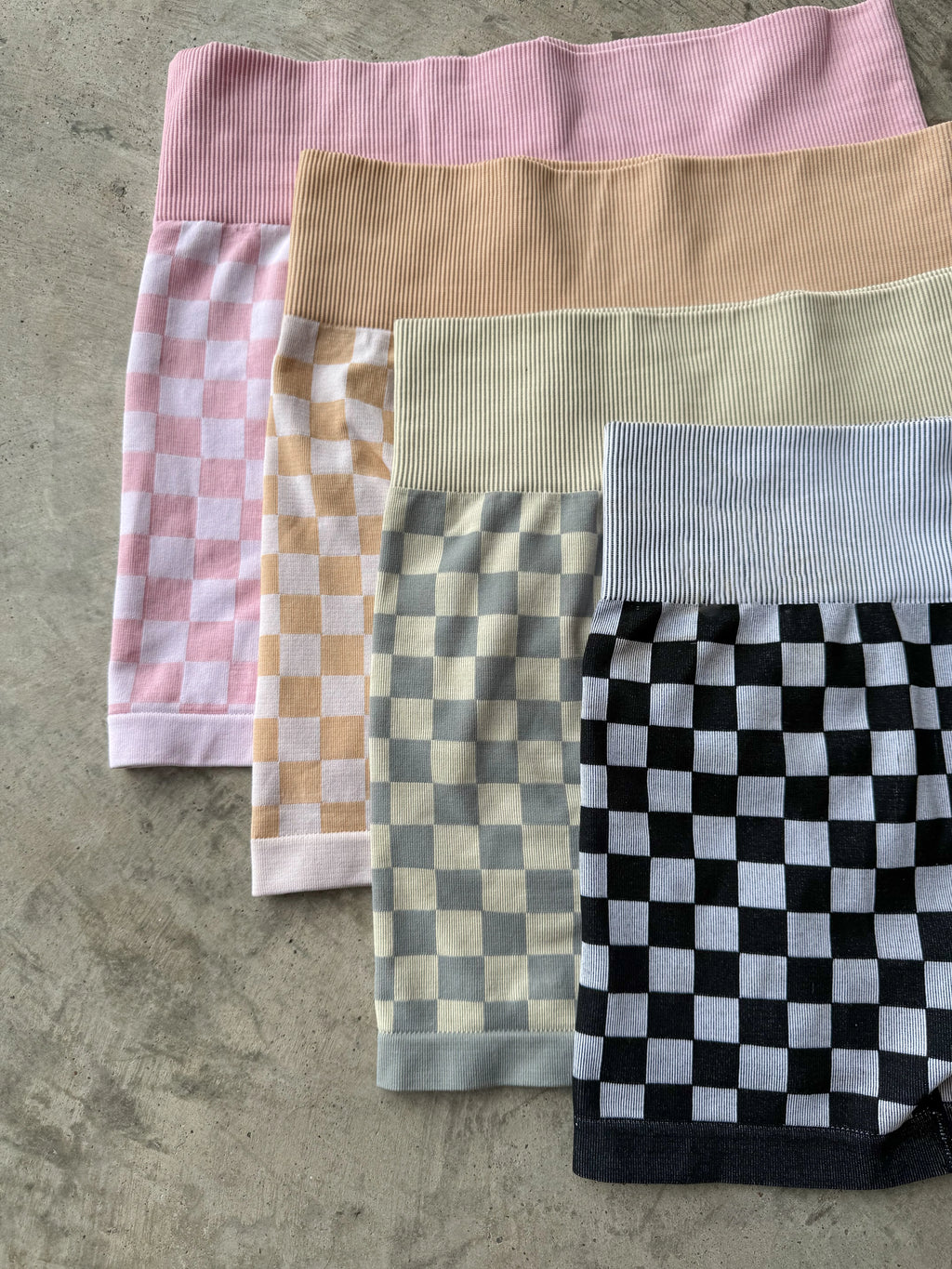 Checker Bra & Biker Short Set