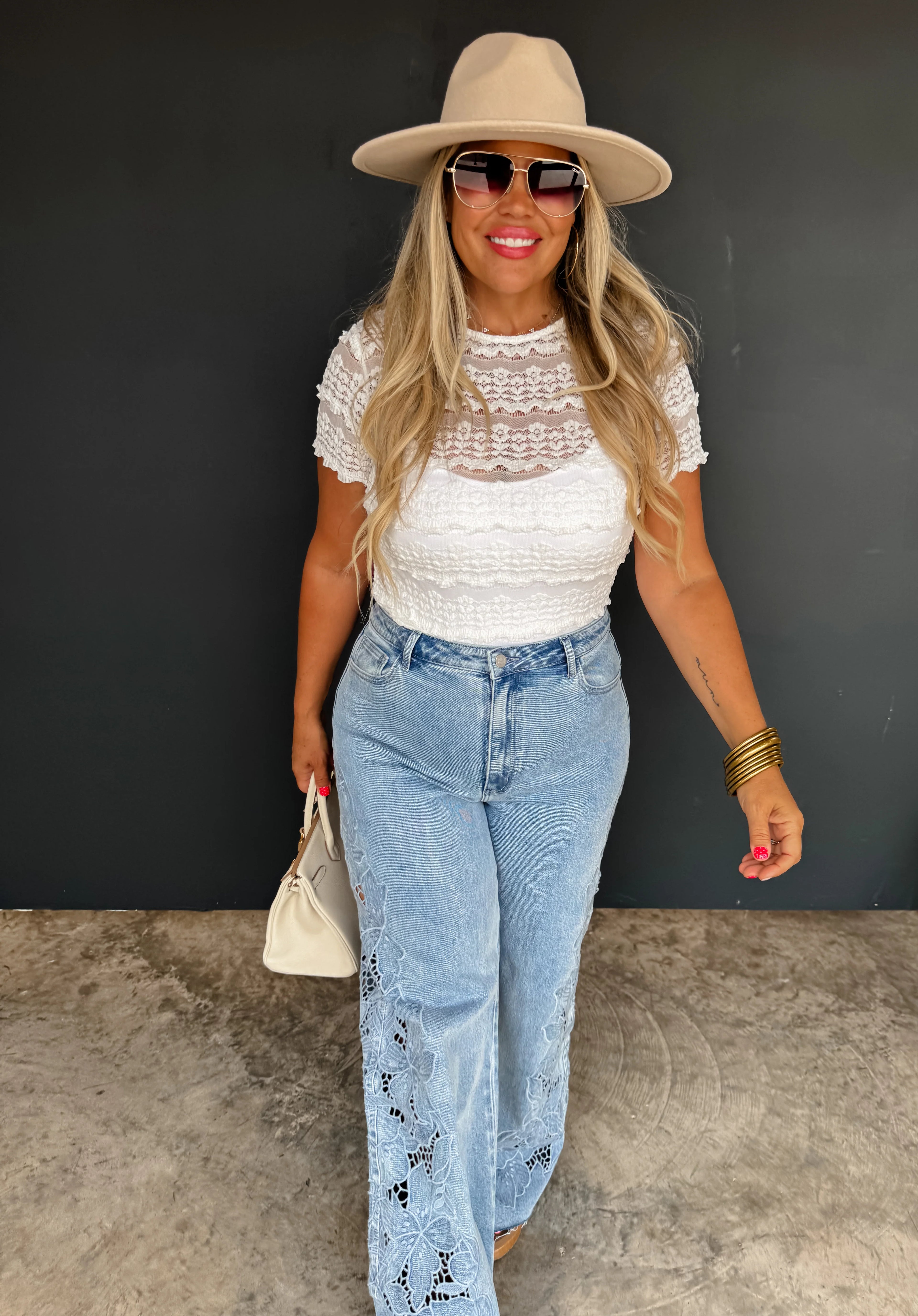 Floral Charm Wide Leg Jeans