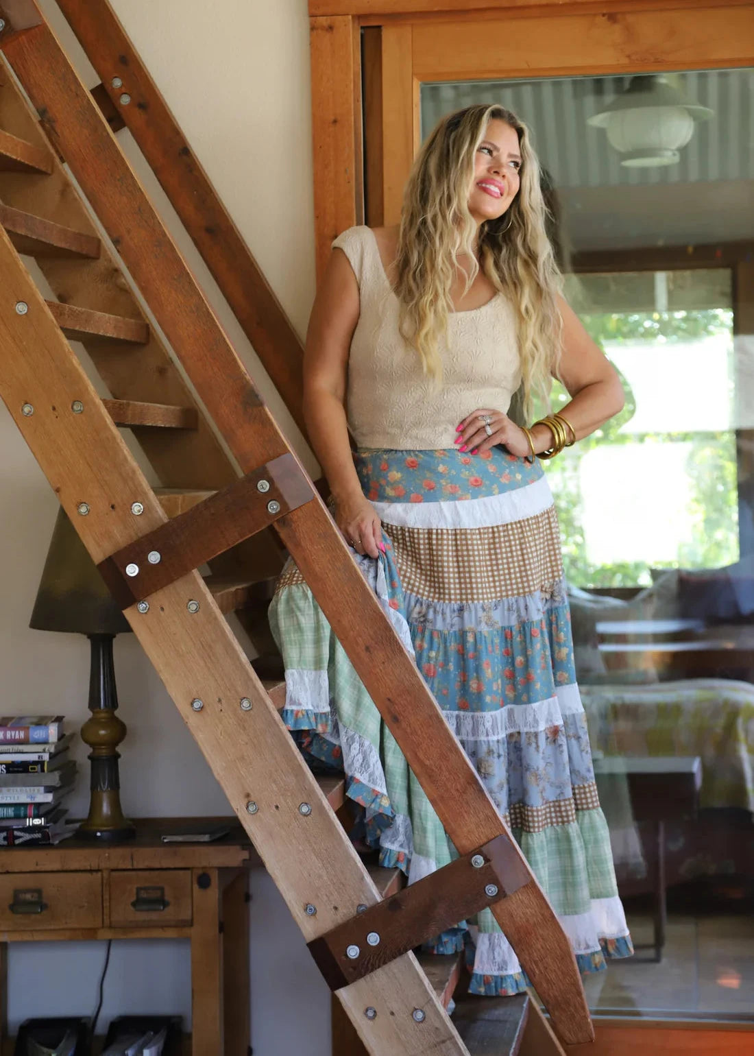 Spring Meadow Patchwork Maxi Skirt