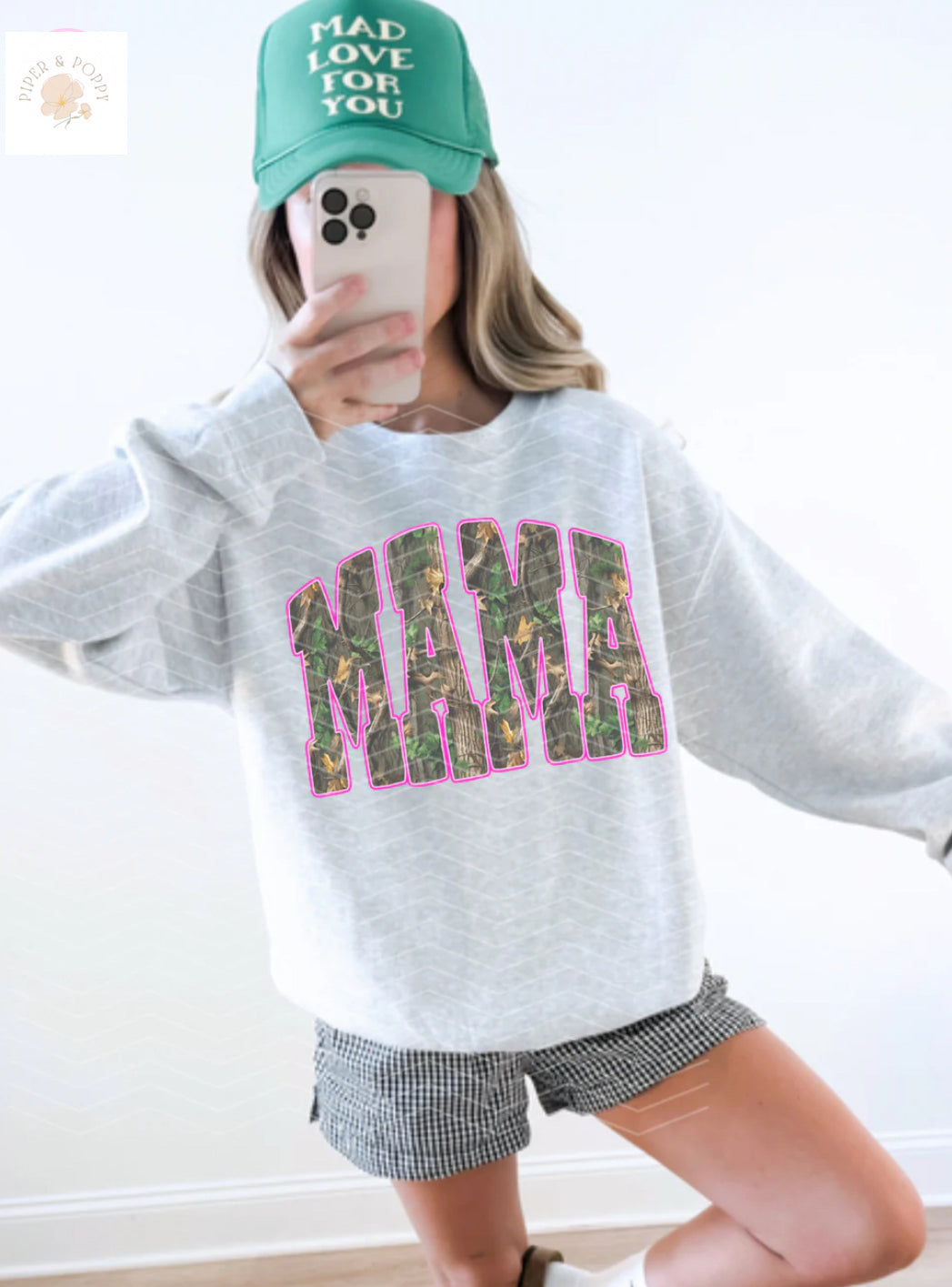 Camo Pink Outline Mama Crew