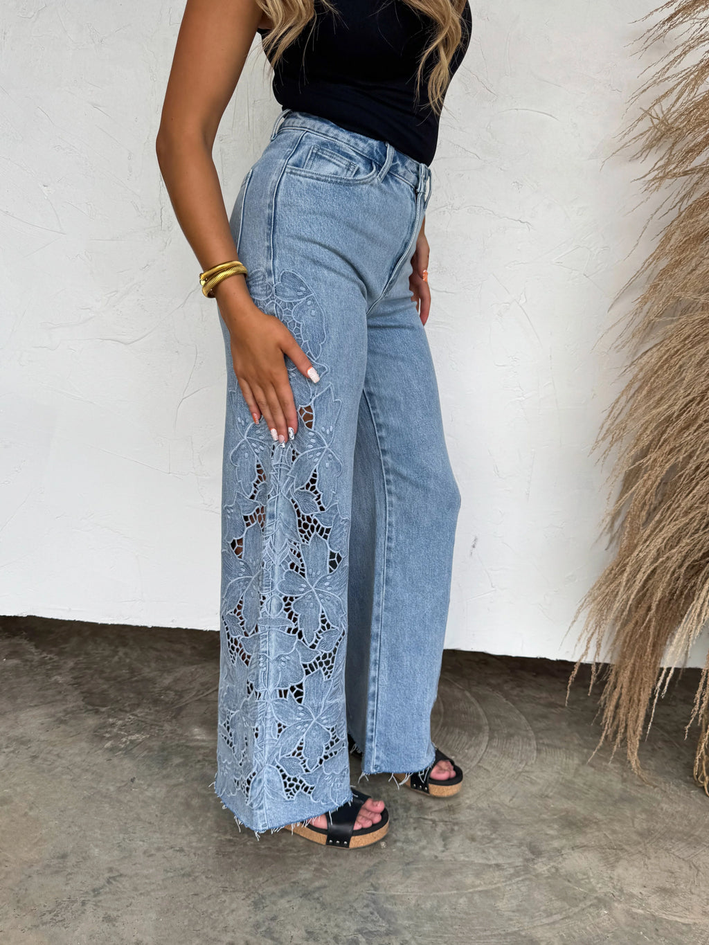 Floral Charm Wide Leg Jeans