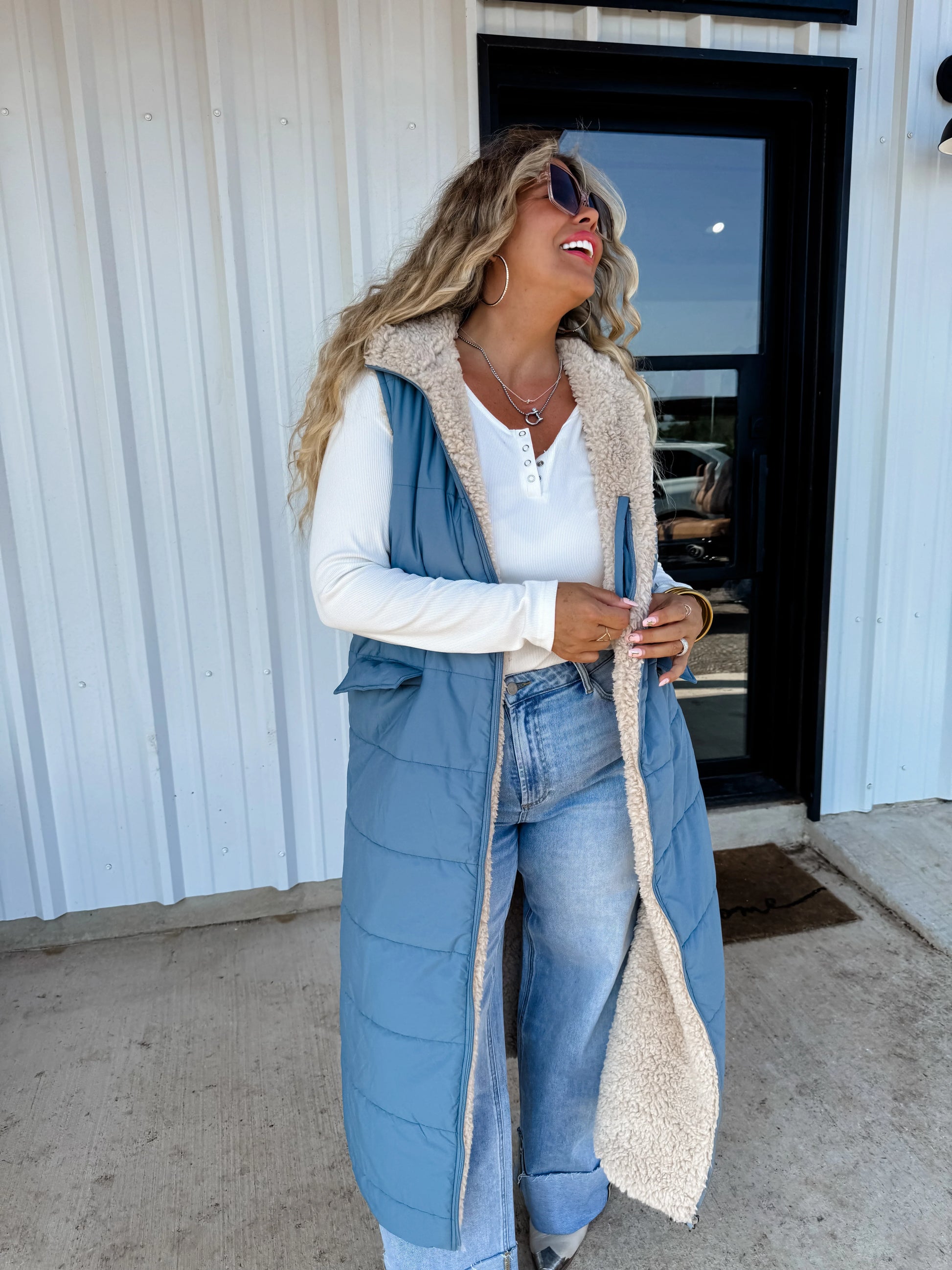 Reversible Sherpa Puffer Vest