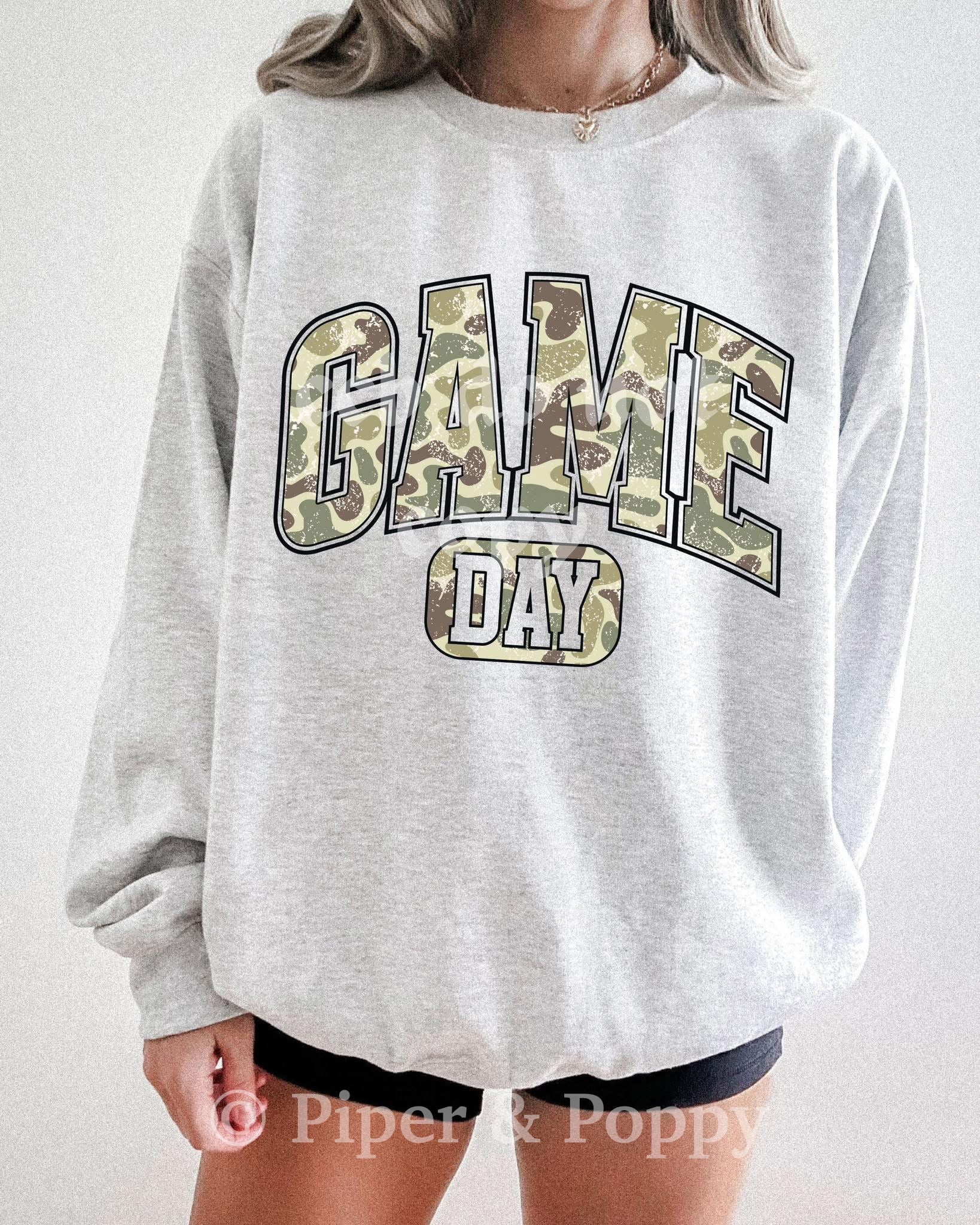 Vintage Camo Game Day Tee or Crew