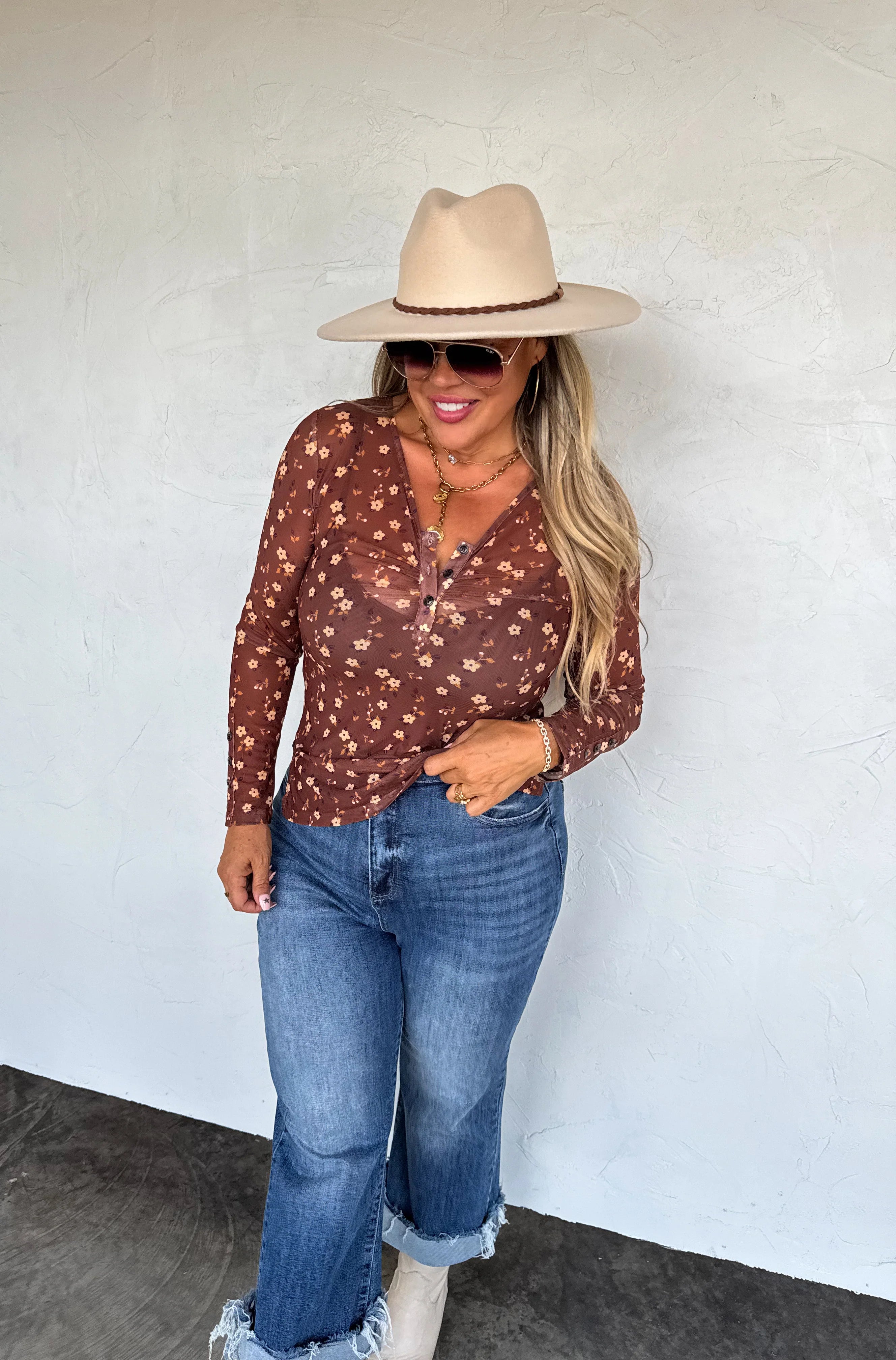 Annie V Neck Mesh Top