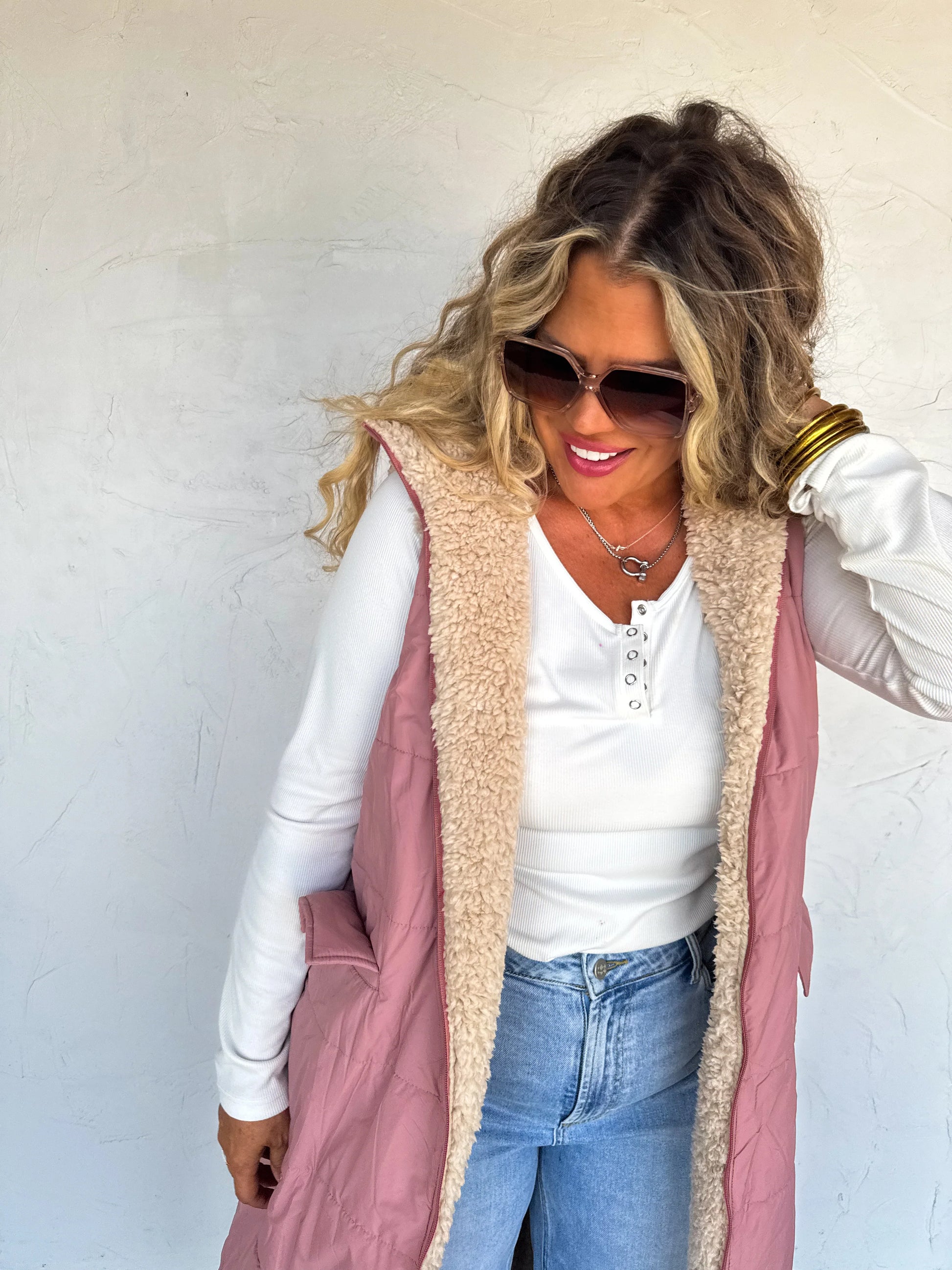 Reversible Sherpa Puffer Vest