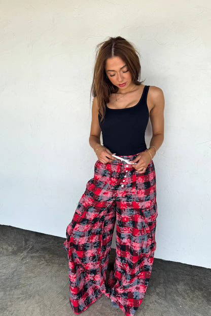 Plaid Behavior Wide Leg Pants