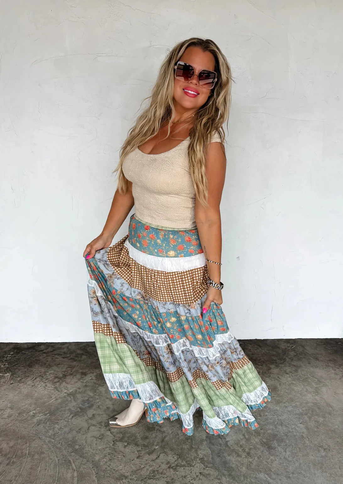 Spring Meadow Patchwork Maxi Skirt