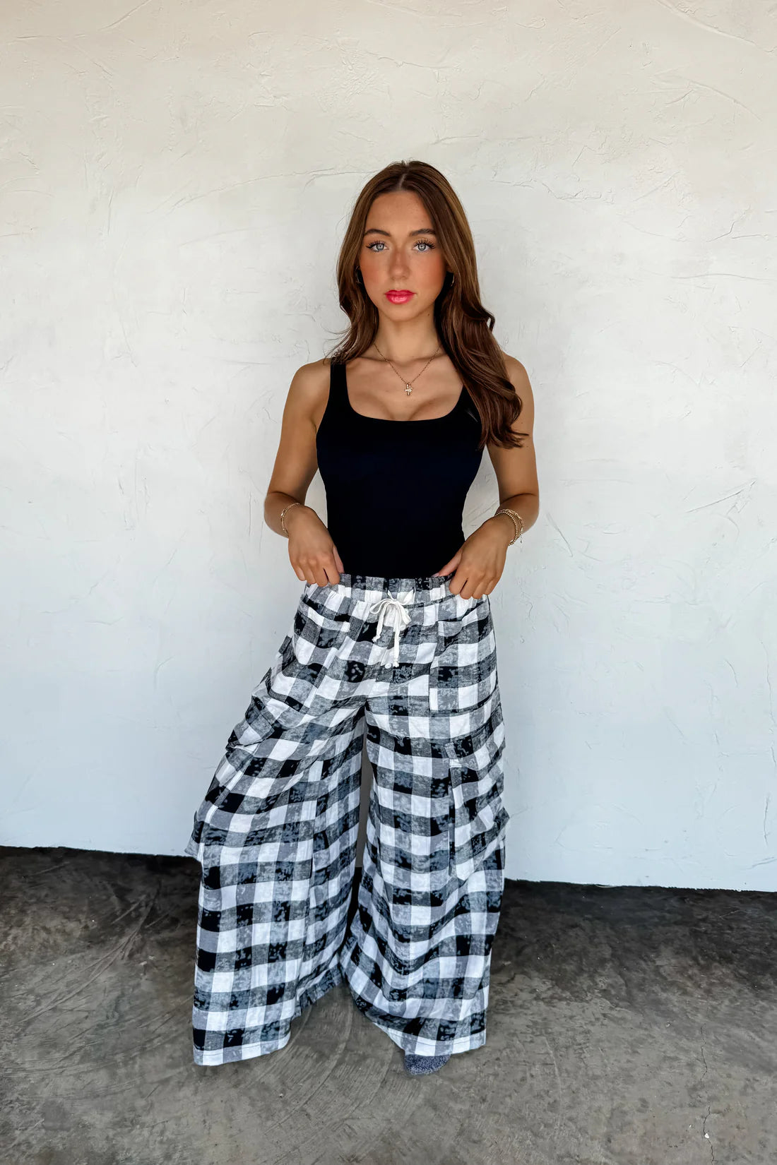 Plaid Behavior Wide Leg Pants