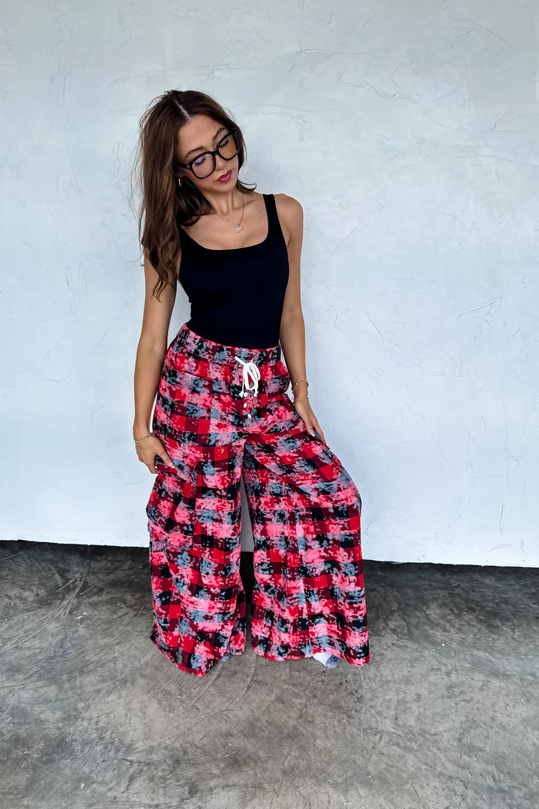 Plaid Behavior Wide Leg Pants