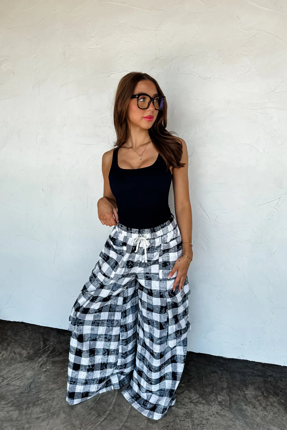 Plaid Behavior Wide Leg Pants