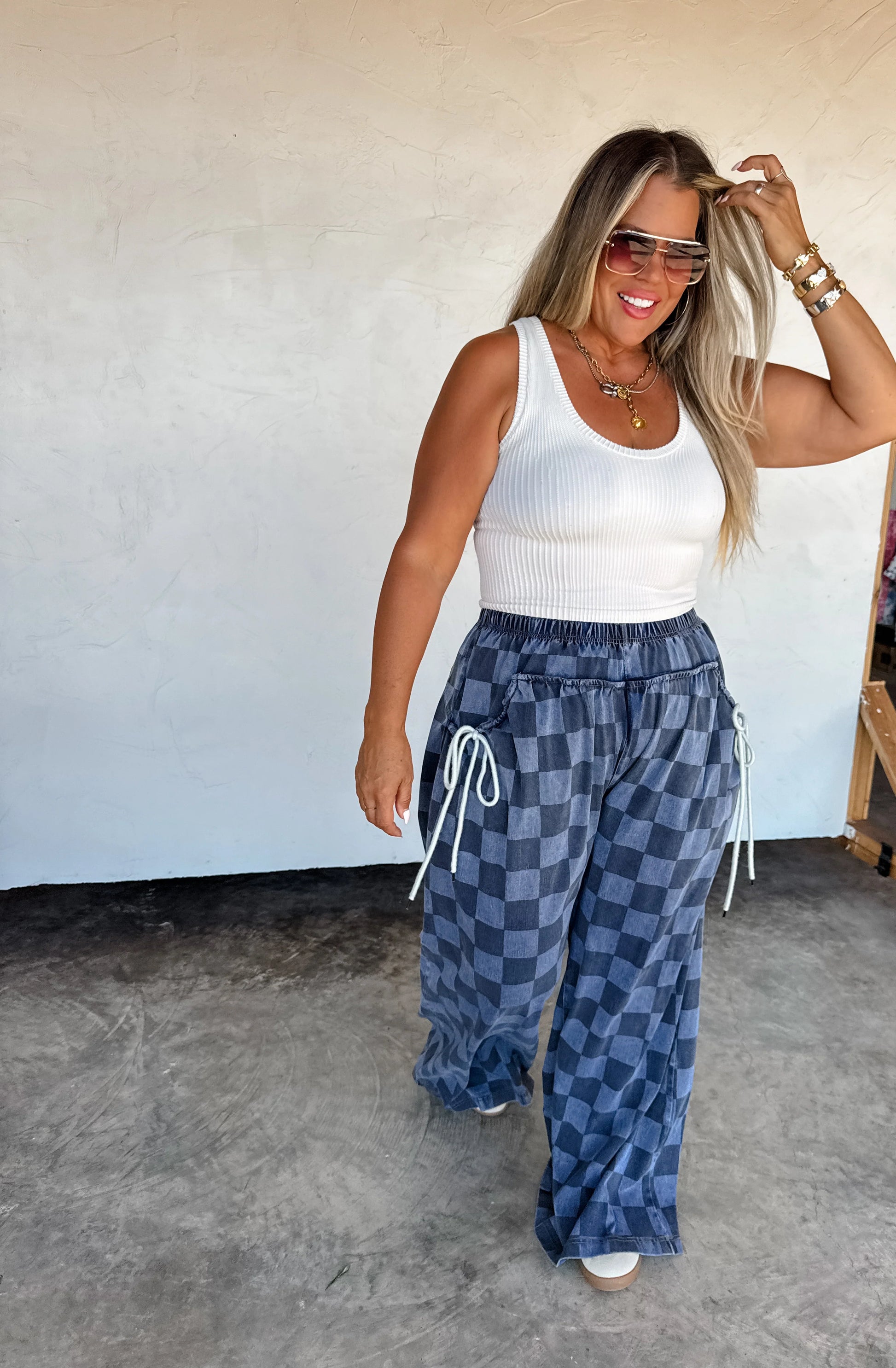 Go With The Flow Checker Pants