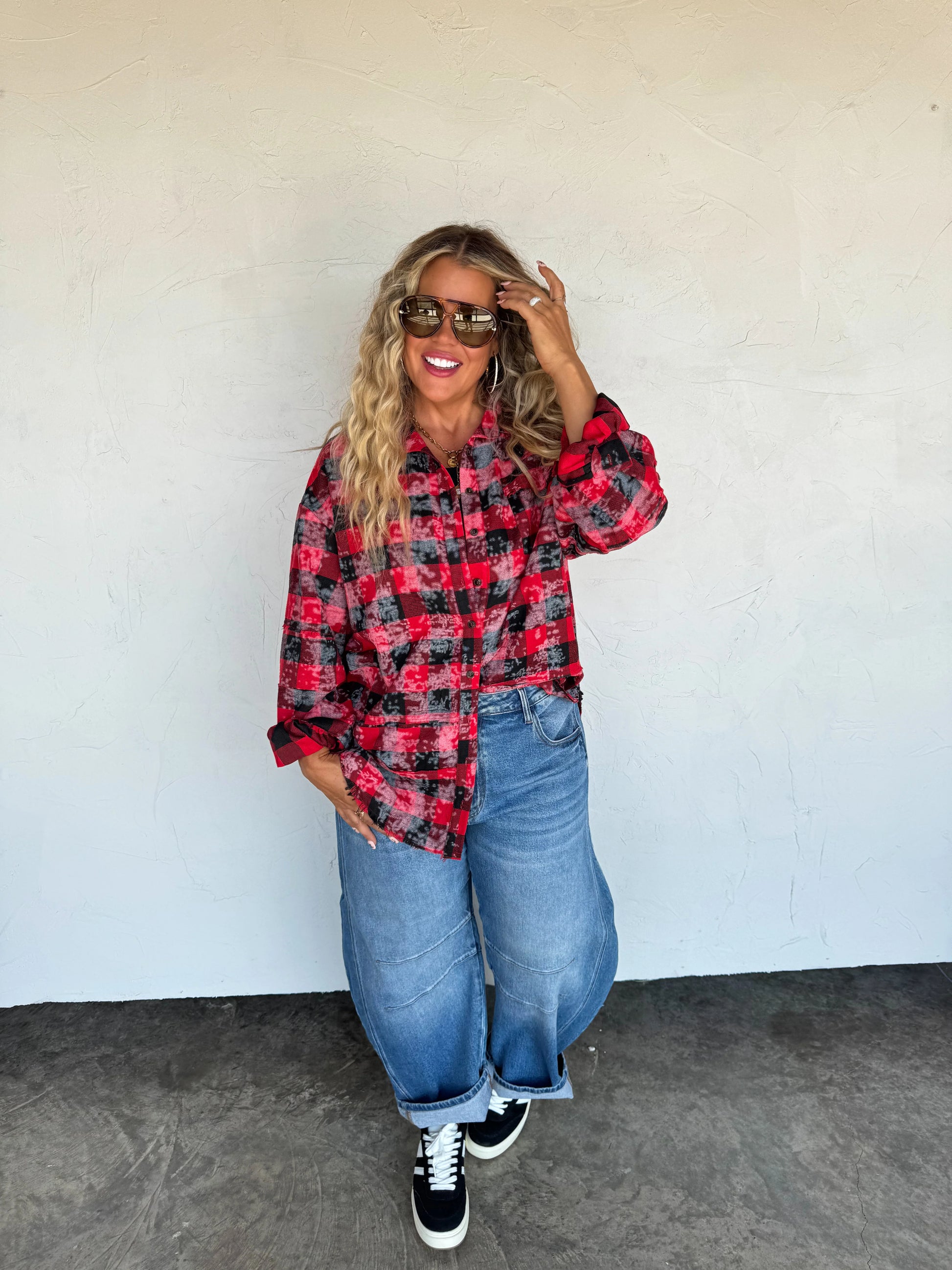 Juniper Bleached Plaid Top