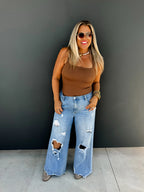 Drew Distressed Dad Jeans