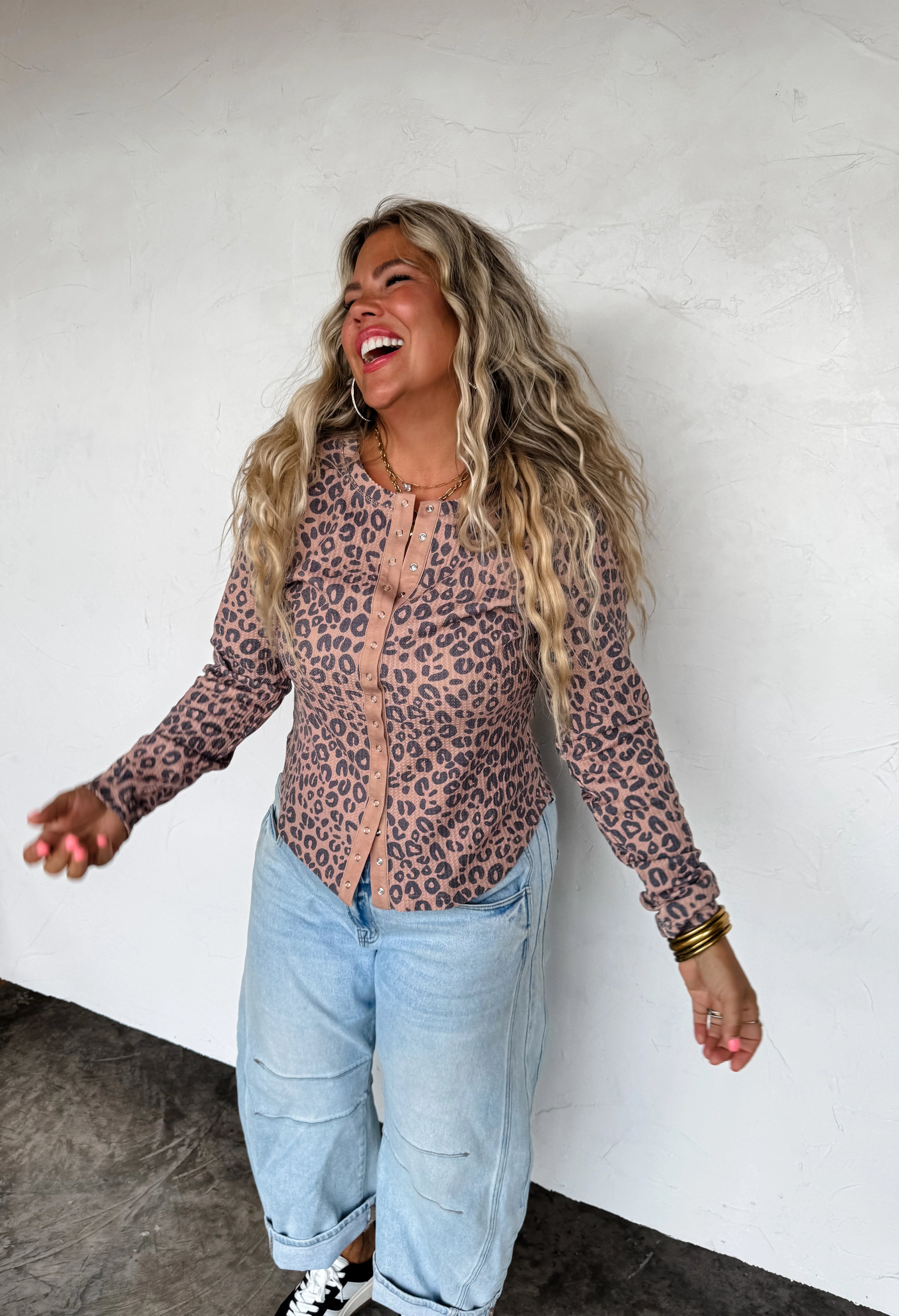 Mabel Snap Button Waffle Top