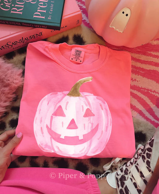 Pink Watercolor Pumpkin Tee