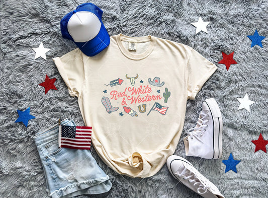 Red, White, & Western Tee