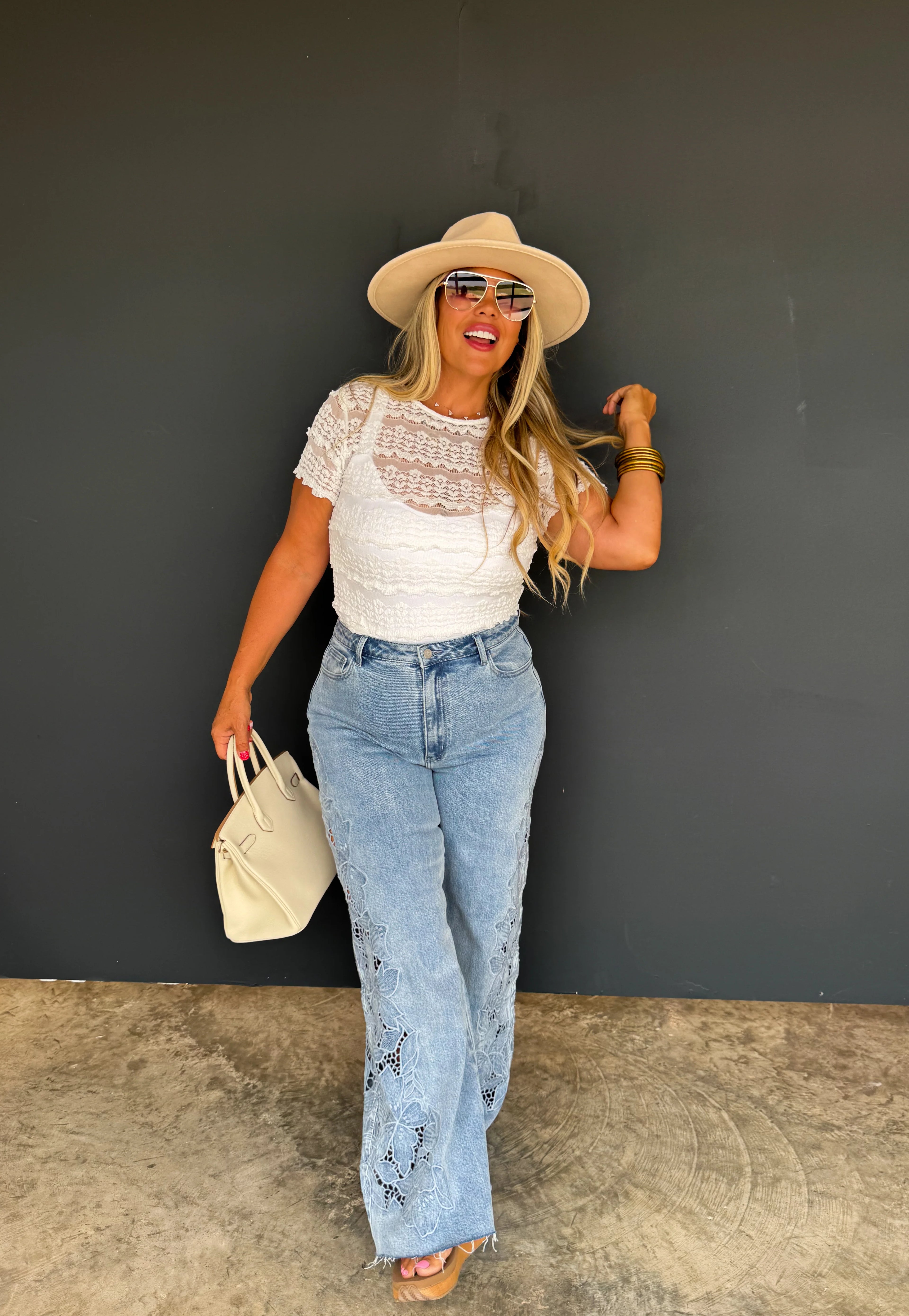 Floral Charm Wide Leg Jeans