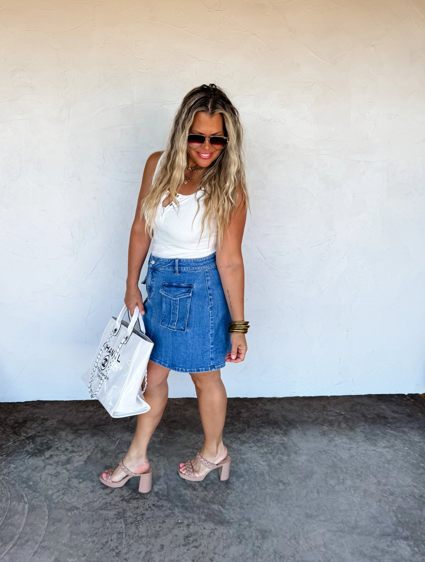 Denim Carly Cargo Skirt