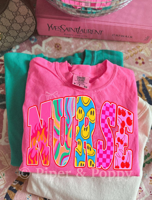 Neon Swirl Nurse Tee