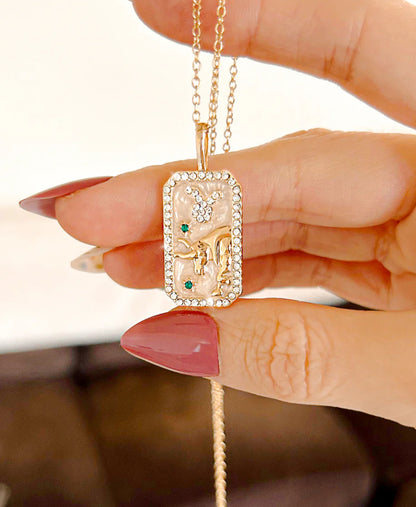 Dainty Zodiac Pendant Cubic Zirconia Necklace