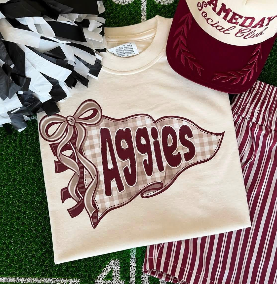 Aggies Gingham Flag Tee