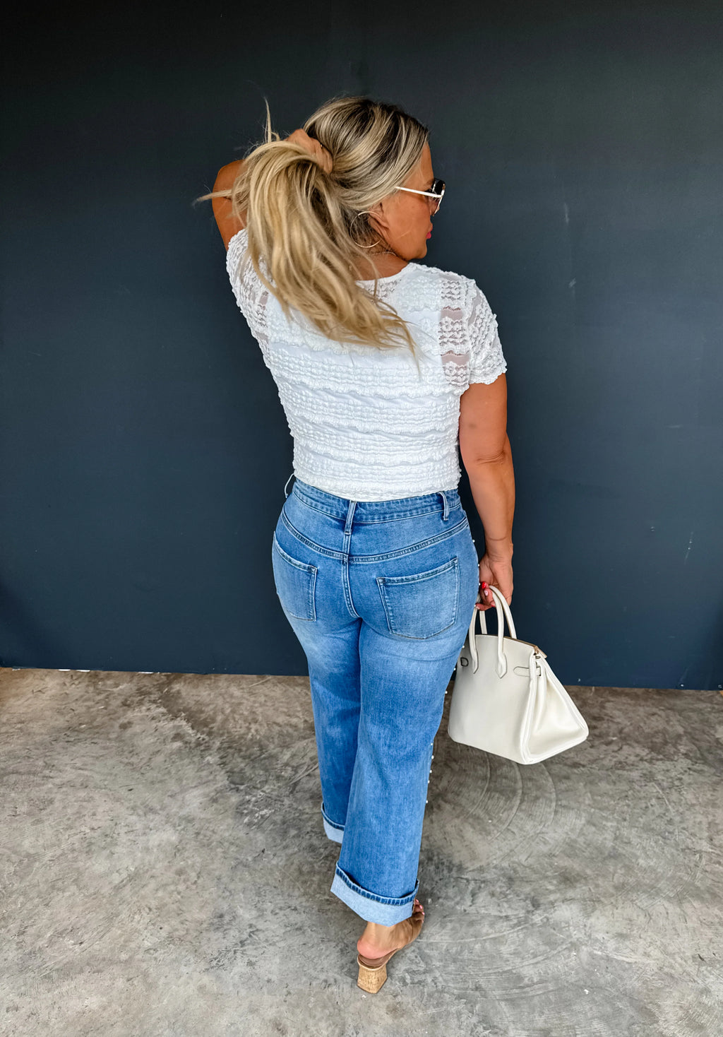 Denim & Pearls Crop Jeans