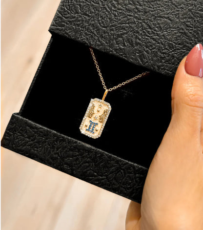 Dainty Zodiac Pendant Cubic Zirconia Necklace