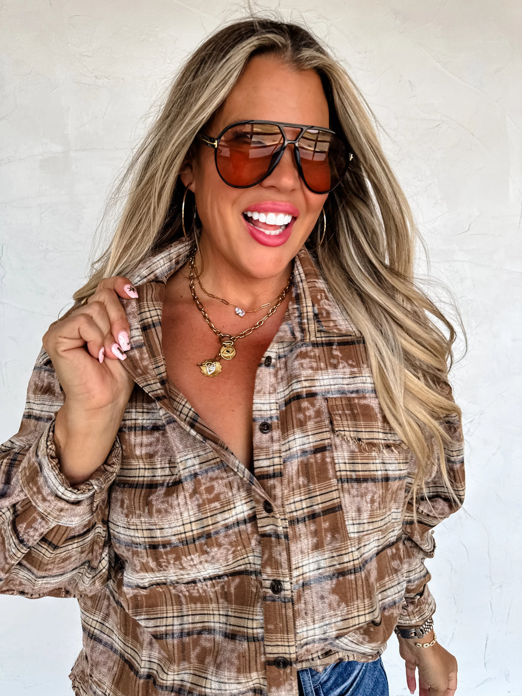 Juniper Bleached Plaid Top
