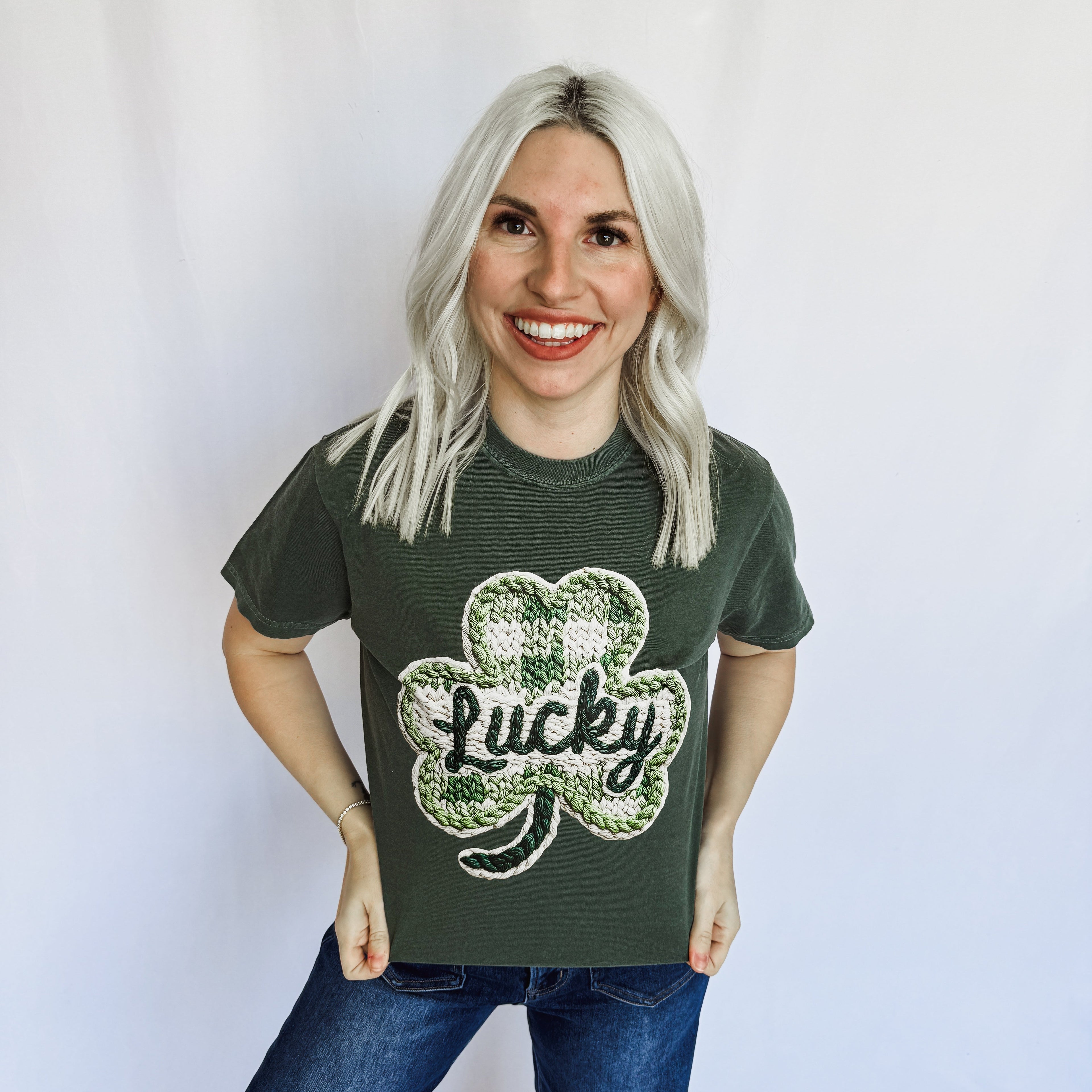 Faux Crochet Lucky Graphic Tee
