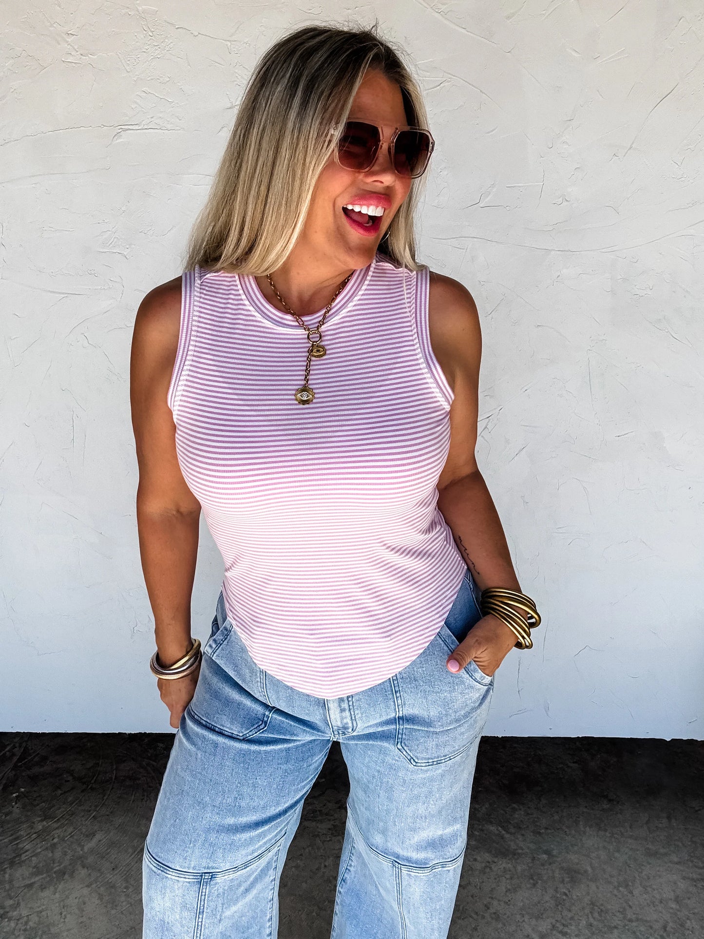 Summer Bianca Striped Ribbed Tank