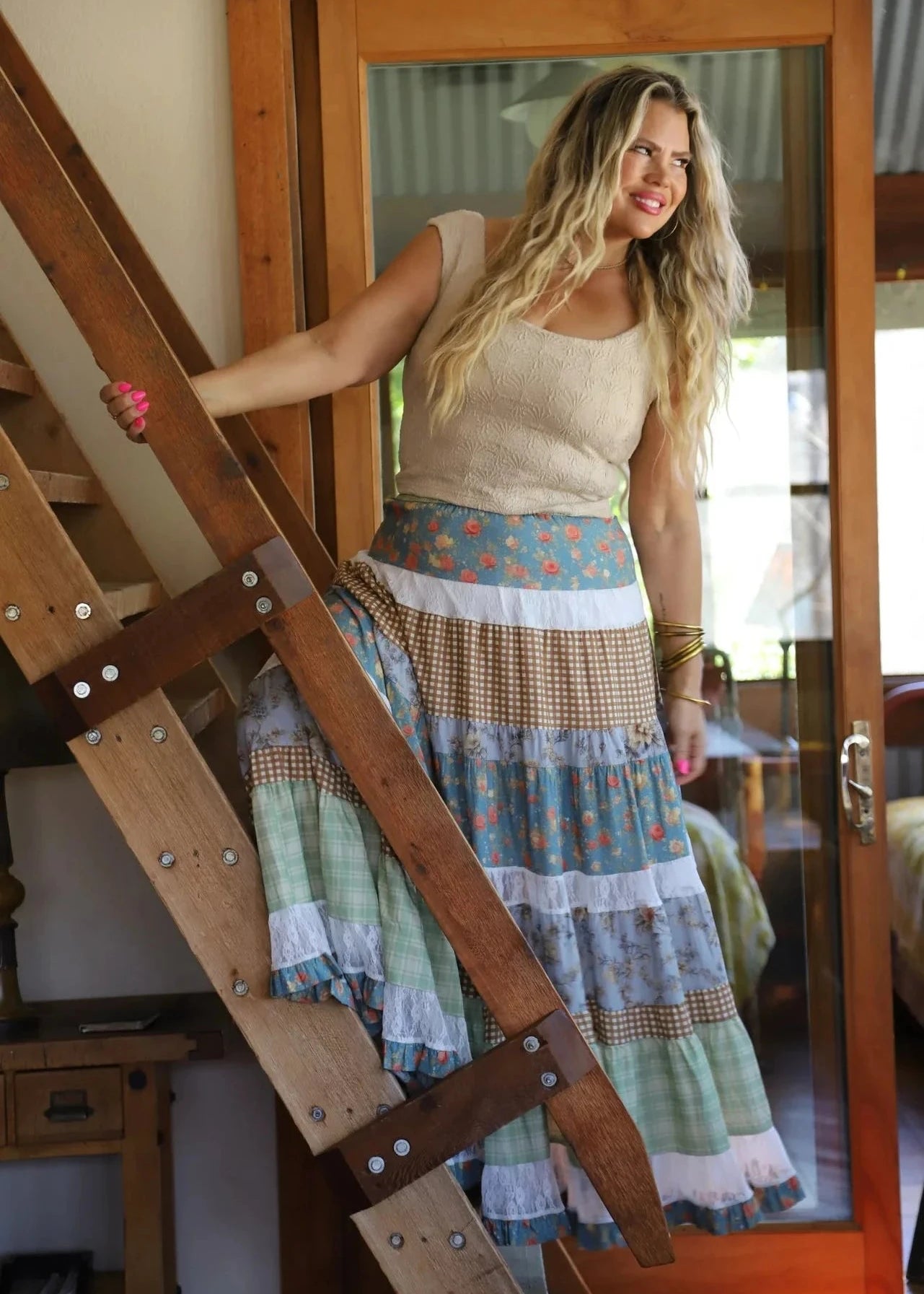 Spring Meadow Patchwork Maxi Skirt