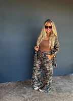 Reese Camo Waffle Cardigan