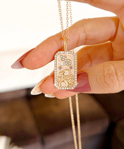 Dainty Zodiac Pendant Cubic Zirconia Necklace