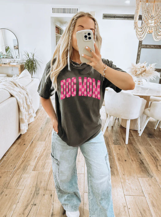 Dog Mama Checkered Tee