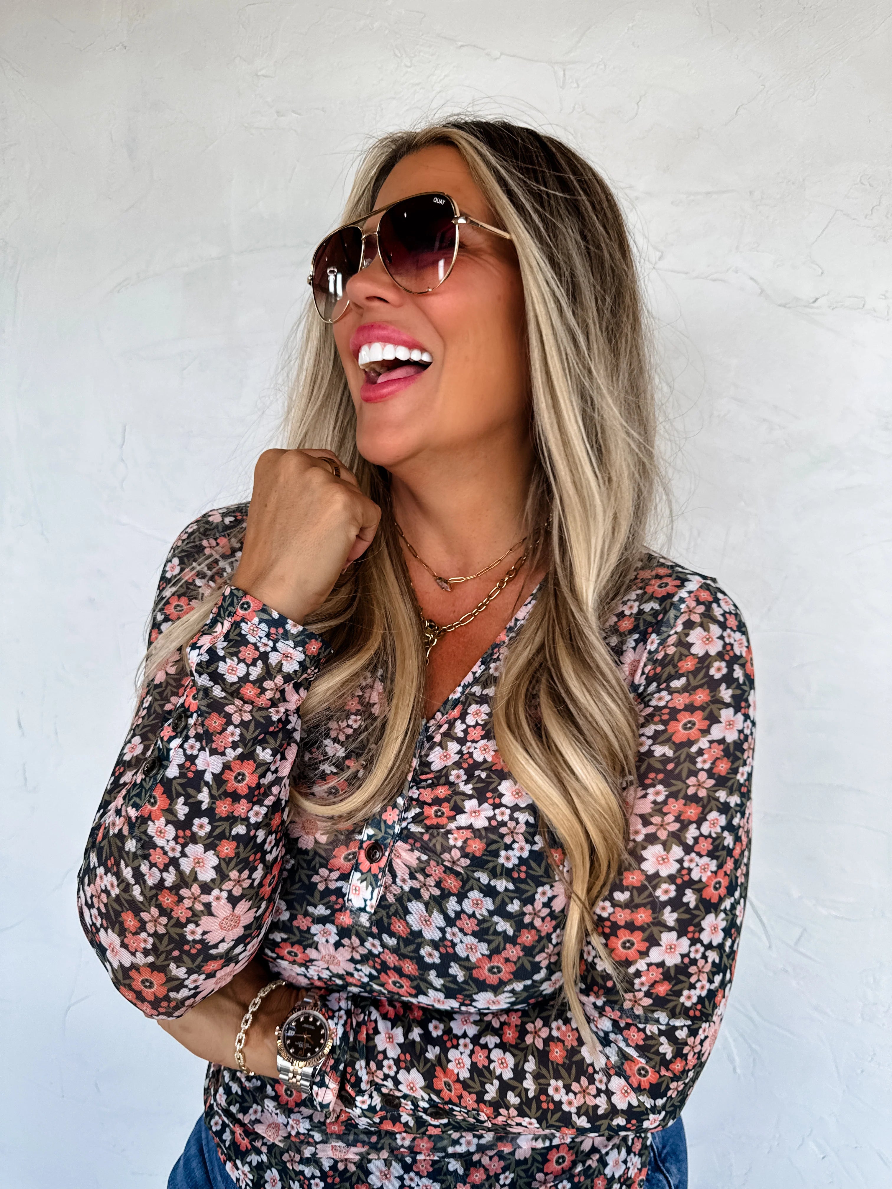 Annie V Neck Mesh Top